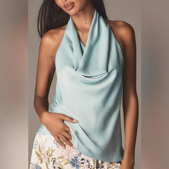 Cowl-Neck Silky Halter Top - Picture 7 of 11